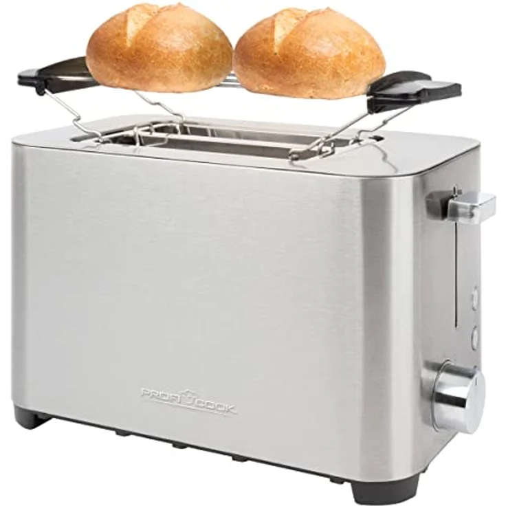 ProfiCook Toaster, Toaster 2 Scheiben, Auftau-, Aufwärm-/ Schnellstoppfunktion, Toaster mit Brötchenaufsatz, Toaster Edelstahl, PC-TA 1251 – Bild 1
