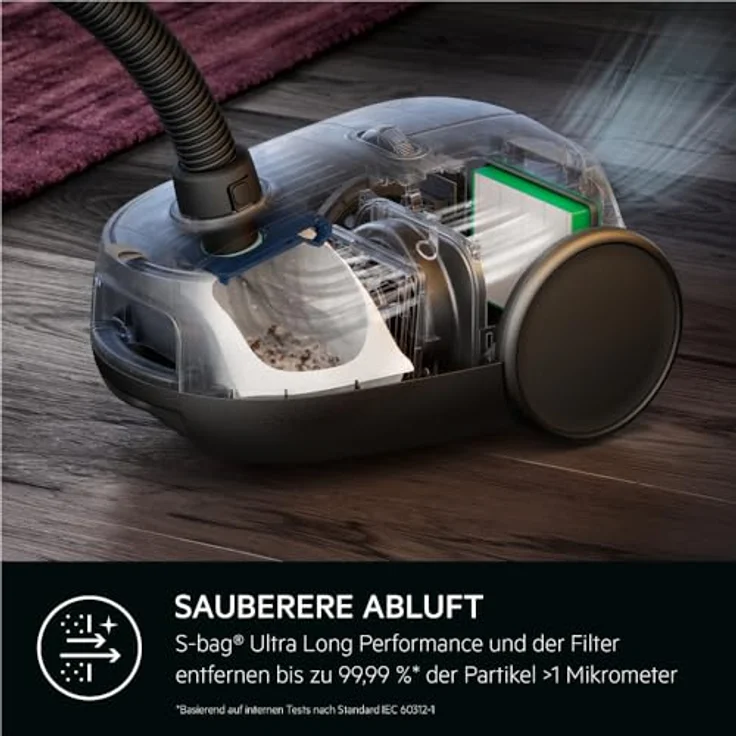 AEG AB61C2DB Bodenstaubsauger mit Beutel, 650 Watt, 12 m Aktionsradius, Denim Blue – Bild 6