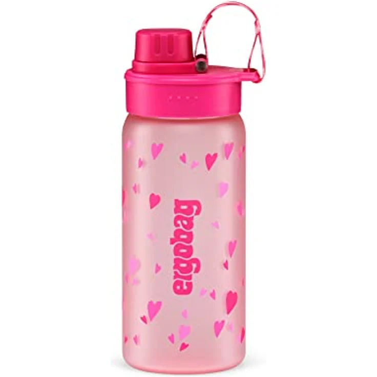 Trinkflasche BPA-frei 550 ml, auslaufsicher und Kohlensäure geeignet, Spülmaschinengeeignet, doppelwandig isoliert Herzen - Rosa – Bild 1