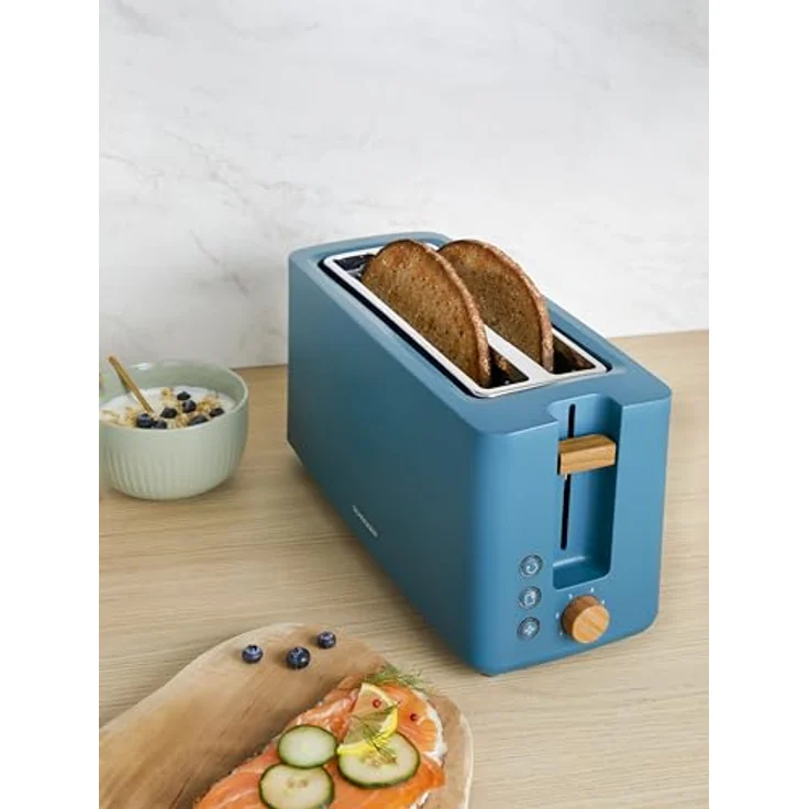 SCHNEIDER Fjord Line Toaster mit 1550 Watt, besonders lange Schlitzen, variable Bräunungssteuerung in 6 Stufen, Auftau-, Aufwärm- und Stop-Funktion, ausziehbare Krümelschublade, petrol blau – Bild 4