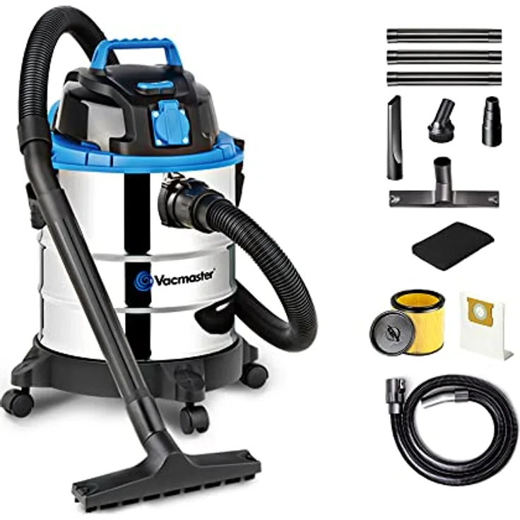 Vacmaster VQ1220SC, Nass-Trockensauger mit Blasfunktion, 1250W, 20L Edelstahl, für Innen- und Außenbereich