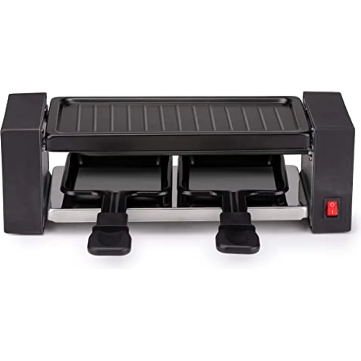 ALPINA Raclette, 400W, 2 Pfannen, handliches Raclette mit integrierter Grillplatte, für 2 Personen geeignet, abnehmbare Grillplatte – Bild 1
