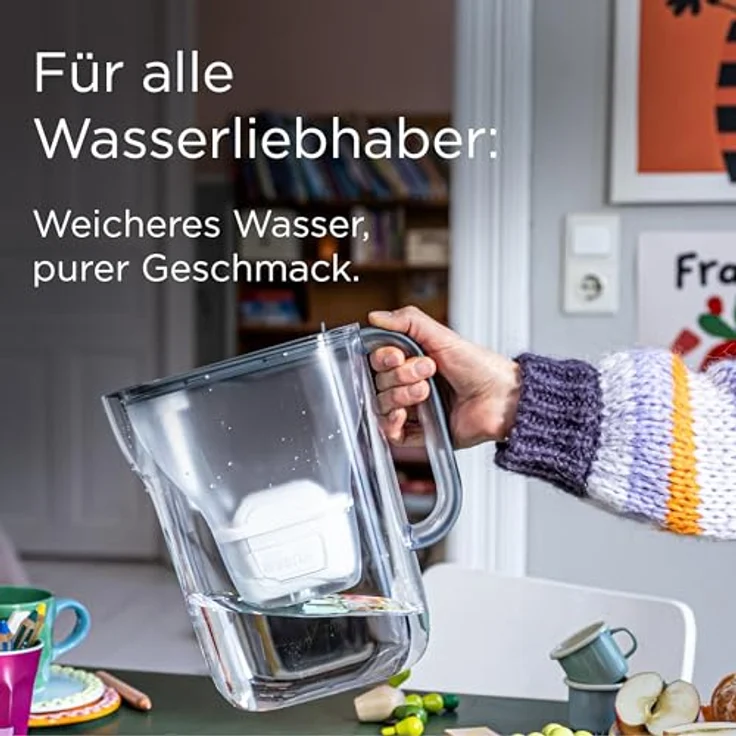 BRITA Wasserfilter Kanne Style Essential, steinblau, 2,4l mit 6x MAXTRA PRO Filterkartuschen, Smart Light LED, Klapp-Deckel, Kühlschranktauglich – Bild 4