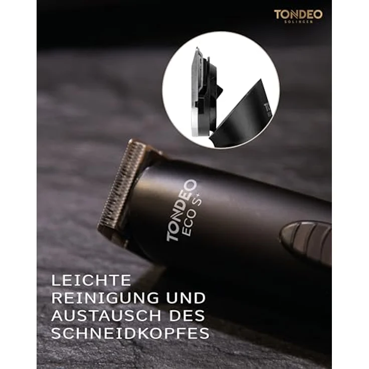 Tondeo ECO S Plus Trimmer Schwarz Haarschneider mit Karbonstahlklingen 60 Minuten Akkubetrieb Trockenanwendung – Bild 6