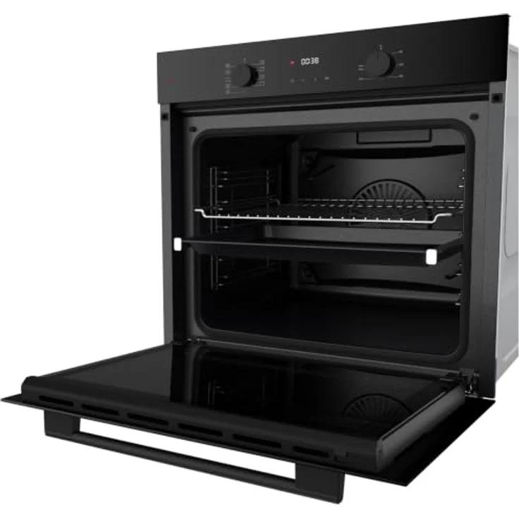 Böhme Herdset Einbaubackofen HB60F78PPB 78L Heißluft + Gasline GAG60INB 60 cm Gaskochfeld Schwarz Matt, 4 Gasbrenner, Energieeffizienzklasse A, LED-Display, Teleskopauszug – Bild 4