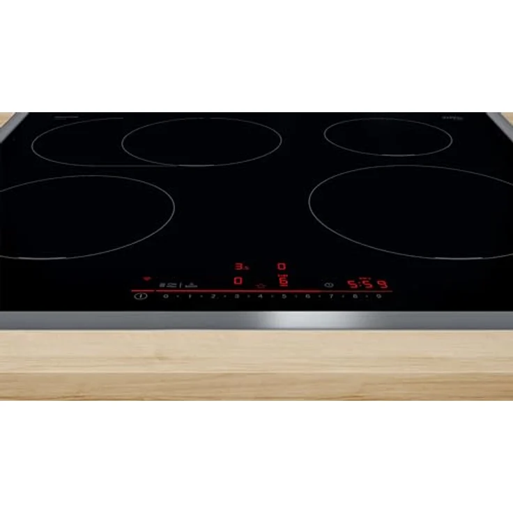 Bosch PIF645HB1E Serie 6 Smartes Induktionskochfeld (autark), 60 cm breit, Bräterzone, Umlaufender Rahmen, Kochfeldbasierte Haubensteuerung, schnelleres Kochen, Schwarz  – Bild 3