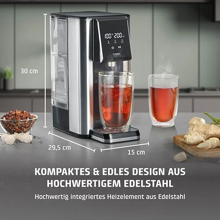 Caso HW 620, Turbo-Heißwasserspender mit 2600 W, silber/schwarz, energieeffizient mit 7 einstellbaren Mengenausgaben – Bild 3