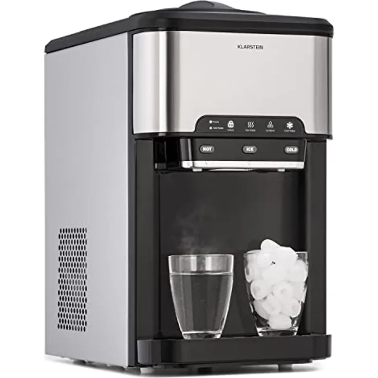 Klarstein Eiswürfelmaschine für Zuhause Camping Gastro, Schnelle Mini Eiswürfelmaschine Klein, Profi Eismaschine für Große Kleine Klare Eiswürfel, Selbstreinigend mit 3L Eiswürfelbehälter, 20kg/24h