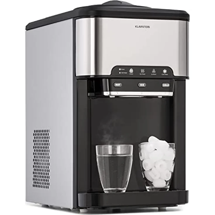 Klarstein Eiswürfelmaschine für Zuhause Camping Gastro, Schnelle Mini Eiswürfelmaschine Klein, Profi Eismaschine für Große Kleine Klare Eiswürfel, Selbstreinigend mit 3L Eiswürfelbehälter, 20kg/24h – Bild 1