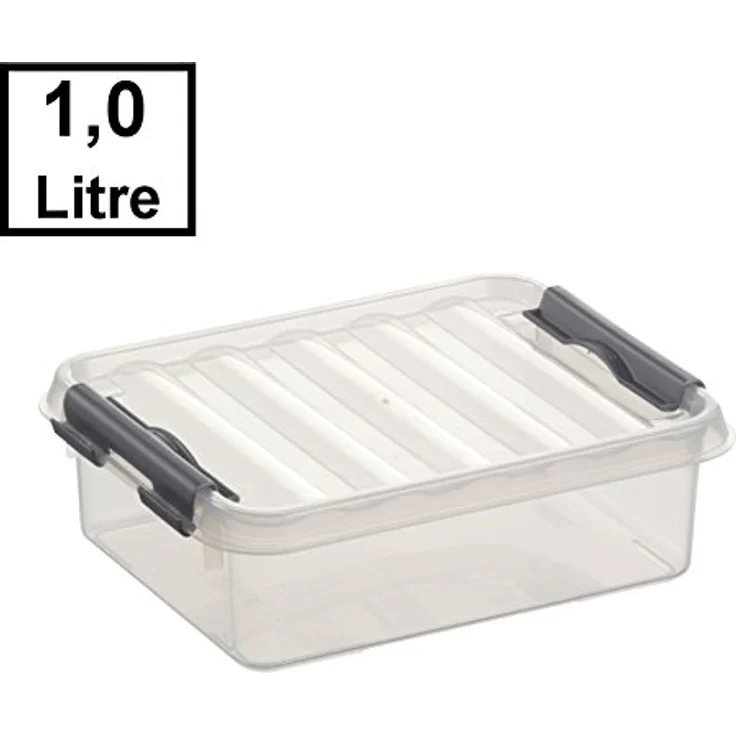SUNWARE Q-Line Box, Vorratsdose 1 Liter, transparent/silber, 200 x 150 x 60 mm, lebensmittelecht – Bild 2