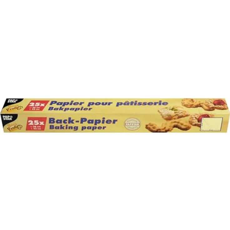Papstar Backpapierzuschnitte - Backpapierrolle braun, eckig (1 Stück, 25 Blatt), veredelt, 38 x 42 cm, für Haushalt-Küche-Gastronomie, hitzebeständig bis 220°C, umweltfreundlich, #14201 – Bild 2