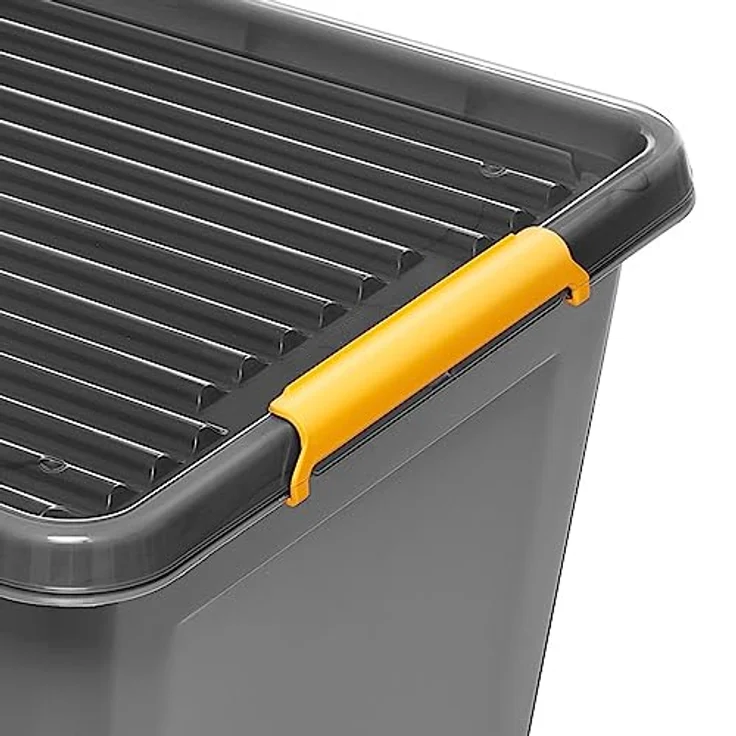 Kreher Aufbewahrungsboxen mit verschließbarer Deckel und Rollen, Nässe-geschützt, 40 Liter, Grau – Bild 3