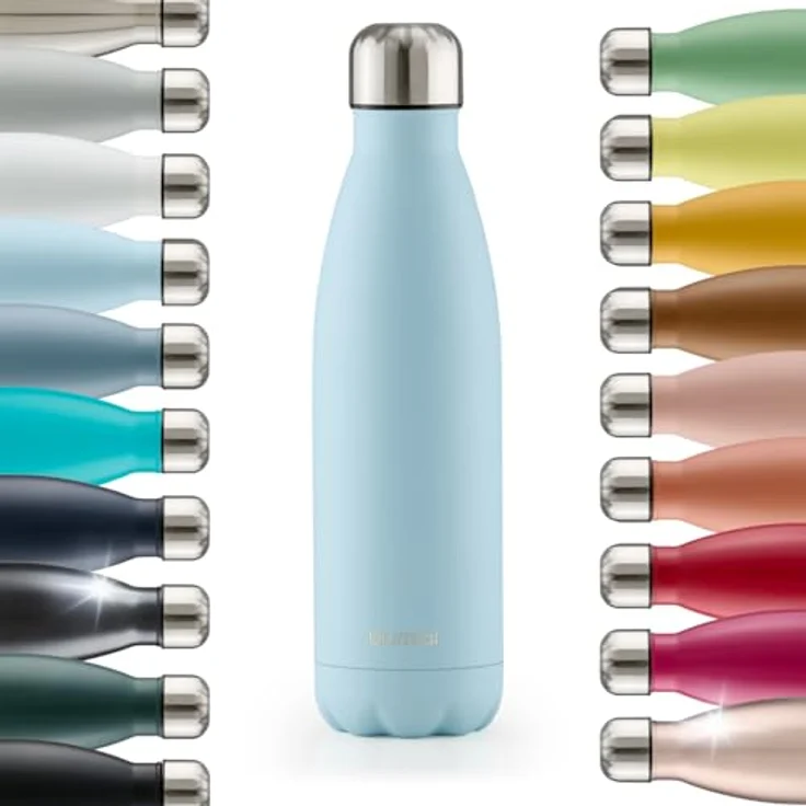 Blumtal® Trinkflasche Edelstahl Charles, 750 ml, BPA-frei, doppelt isoliert, auslaufsicher, hellblau – Bild 1