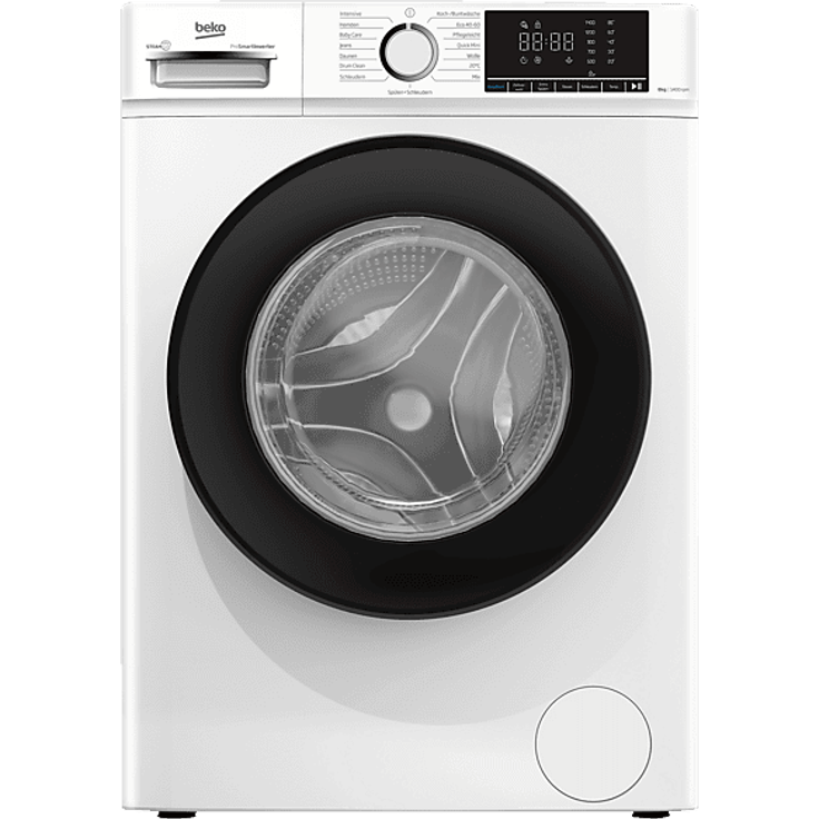 BEKO BMFH3WFO8741 Waschmaschine, 8 kg, 1400 U/Min., A, Energieeffizient mit SteamCure Dampffunktion, ProSmart Inverter Motor, weiße Farbe