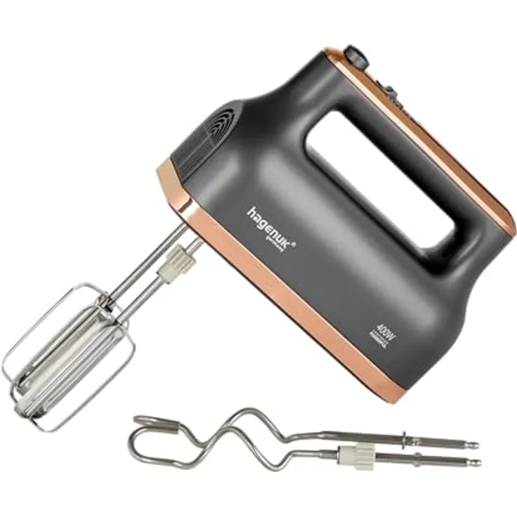 HAGENUK Handmixer | 400 Watt | 5 Geschwindigkeitsstufen plus Pulse | verchromtes Zubehör