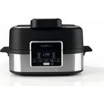 MAXXMEE Multi-Grill mit Heißluft-Funktion 1500w | Ober-/Unterhitze Tischgrill Antihaftbeschichtung | XL Garraum 4,5L zum Perfekten BBQ Look | 5 Programme & LED Display [Schwarz Silber/Kunstoff Stahl]