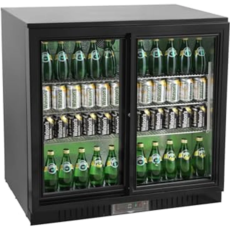 METRO Professional Barkühlschrank GBC3102, 198 L, 2-türig, Luftkühlung, Aluminium/Glas, schwarz, mit Schloss, LED-Beleuchtung – Bild 1