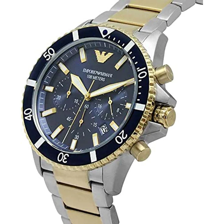 Emporio Armani Herrenuhr , Chronographenwerk, 43mm Silber/Stahl Edelstahlgehäuse mit einem Edelstahlarmband, AR11362 – Bild 4