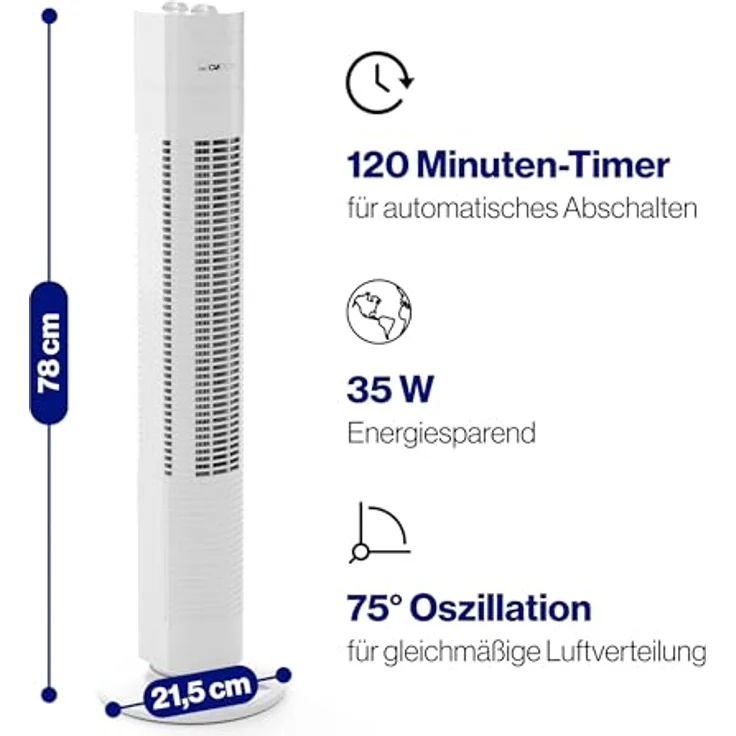 Clatronic TVL 3770 Turmventilator, 35 Watt weiß – Bild 4