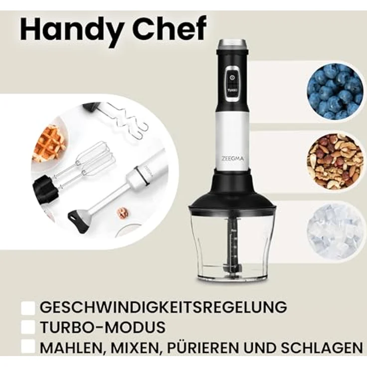 Zeegma Handy Chef, Stabmixer, Schwarz, Silber – Bild 3