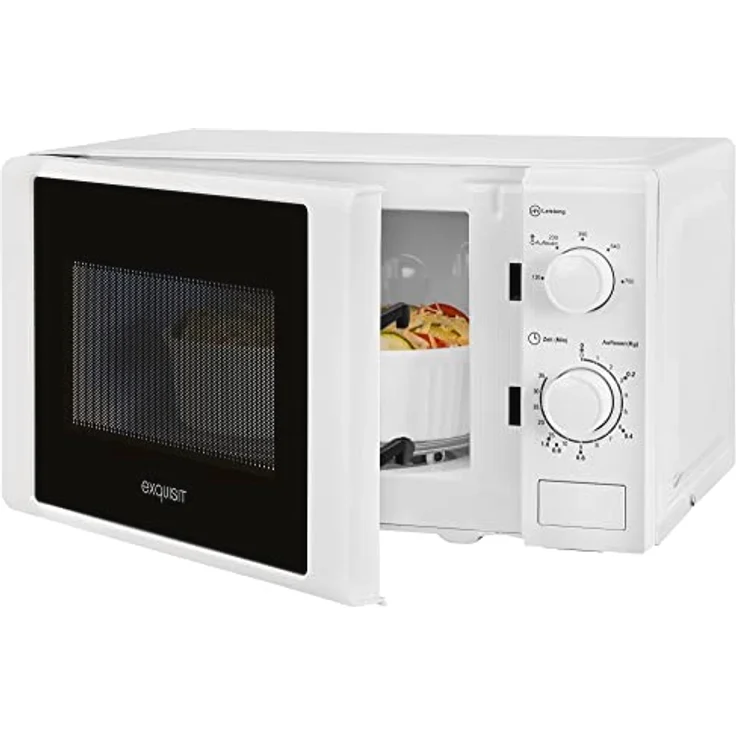 Exquisit® Mikrowelle 700 W, 20 Liter, Weiß, Drehteller 25 cm, modernes Design, lackierte Innenausstattung, 5 Ebenen, einfach zu bedienen, ideal für Zuhause – Bild 5