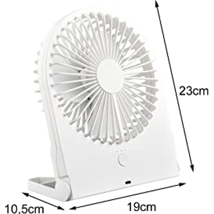 Setpoint Mini Ventilatoren 2er SET, Akku mit USB-C Anschluß, 3 Geschwindigkeitsstufen, Weiß, Höhe 23cm – Bild 4