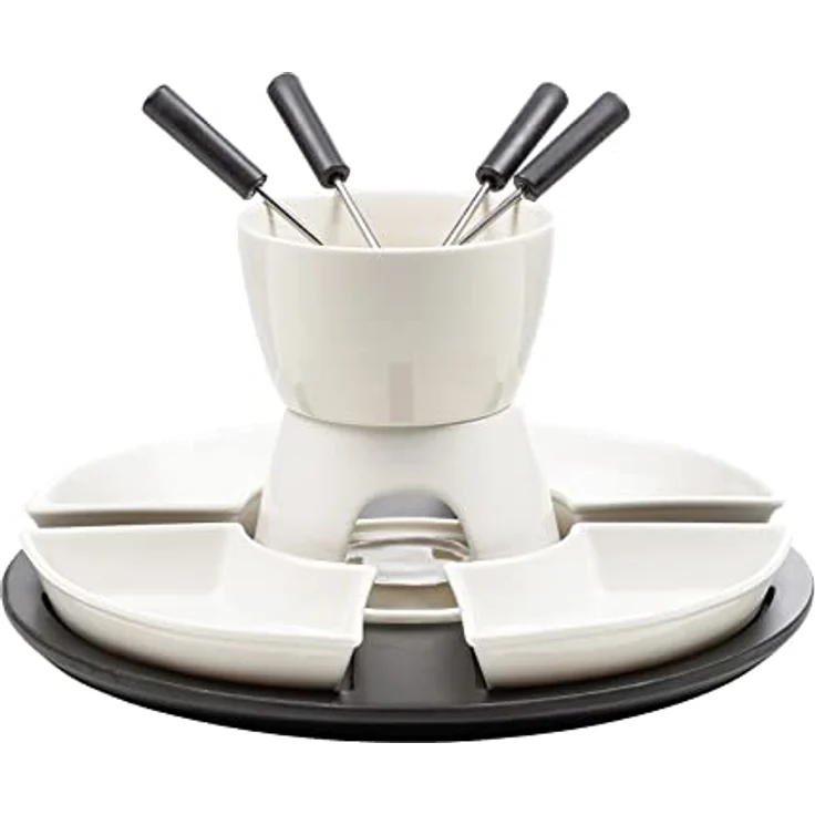 Haushalt International Fondue-Set 11-teilig, mit Topf, Stövchen, 4 Gabeln und 4 Servierschalen – Bild 1