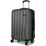 KONO Koffer Trolley Mittelgroß Hartschale ABS Reisekoffer Rollkoffer Suitcase (Grau, L)