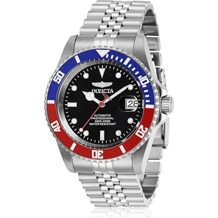 Invicta Pro Diver Automatikuhr, Edelstahl Herren Armbanduhr mit schwarz Zifferblatt, 42mm, 20 bar wasserdicht