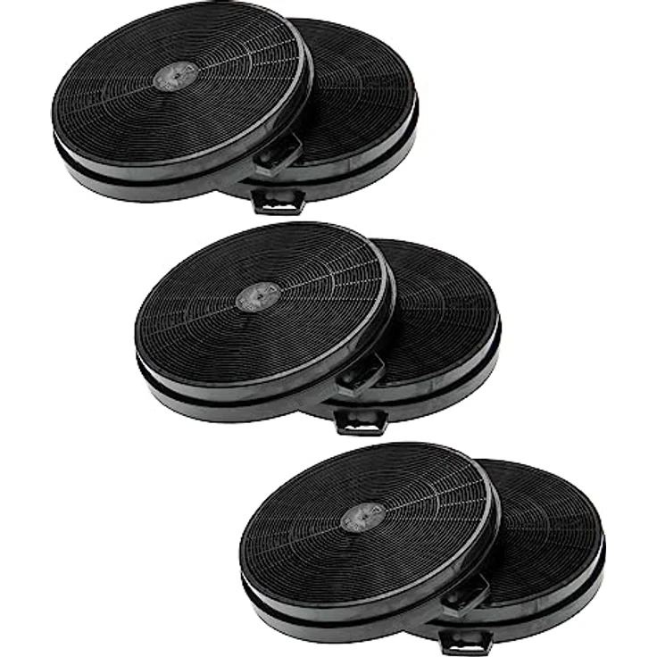 vhbw 6x Aktivkohlefilter für Smeg 880192, 880191 Dunstabzugshaube - 20,2 cm, Schwarz, effektiv gegen Geruchsbildung und Ablagerungen – Bild 1