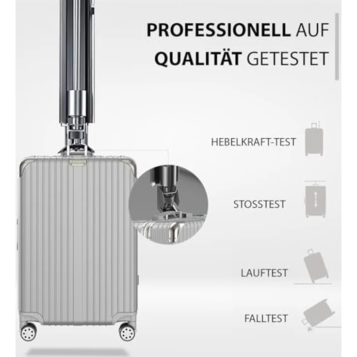 Voyagoux Koffer - 72L Hartschalenkoffer, Aluminium, TSA-Schloss, 4X Airwheel-System Rollen, Leichtgewicht, Silber, 66x42x26cm – Bild 5