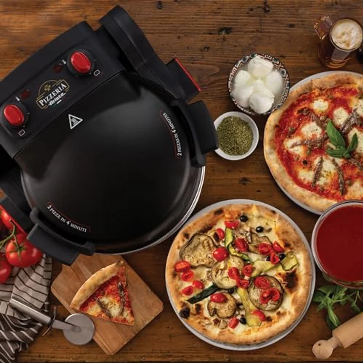 Ariete Forno Pizza Doppio 927, Pizzaofen mit 5 Kochstufen, 2 feuerfesten Antihaft-Platten, Max. Temperatur: 400°C, 2 Thermostate, Schwarz – Bild 5