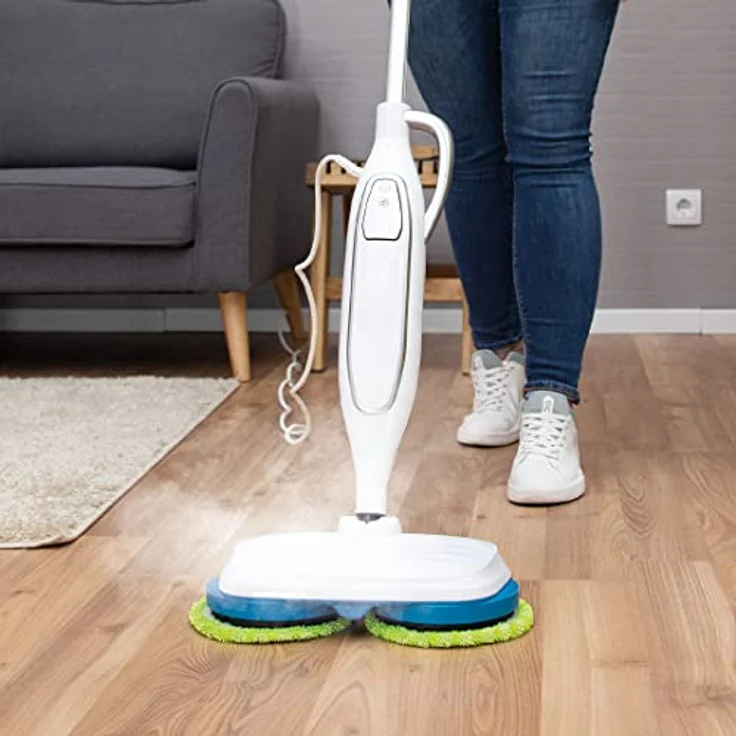 Livington Steam Twister weiß - rotierender Dampfreiniger inkl. Zubehör - Dampfbesen & Handdampfreiniger - Entfernt bis zu 99,9% der Bakterien - elektrischer Bodenwischer mit Wassertank - Akku Mop – Bild 4