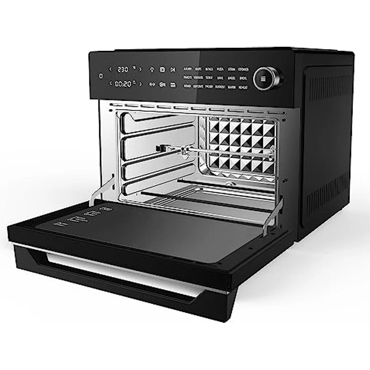 Melchioni Family Luftfritteuse Kapazität 30 Liter, Digitales Display, Dual Cook-Funktion, Air Fryer mit 18 Programmen, 30-230°, Timer 12h, Modell Benedikt, Farbe Schwarz – Bild 4