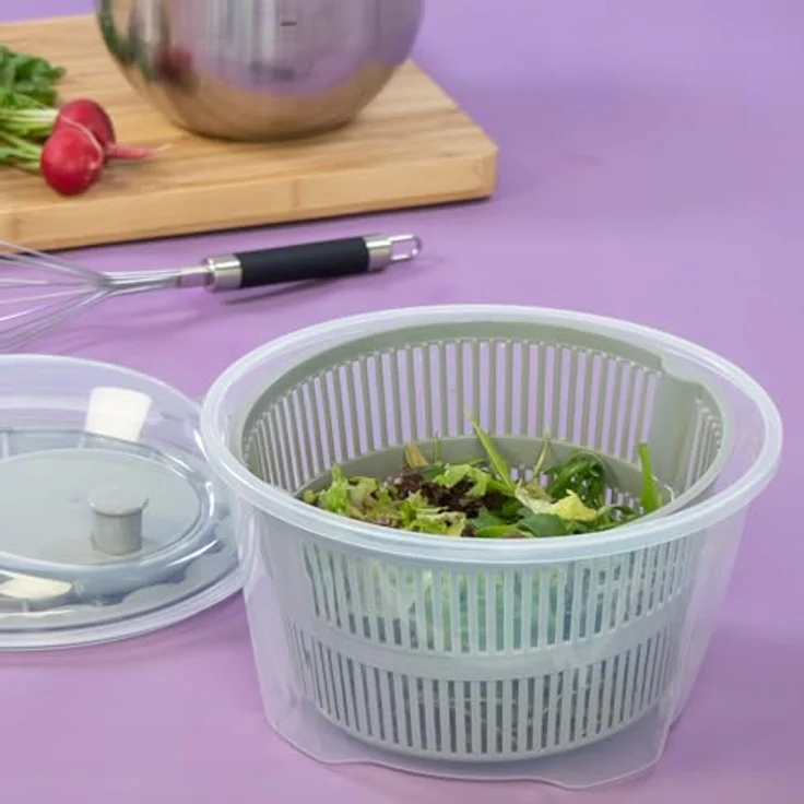 Kela 11906 Salatschleuder mit Kurbeltechnik, Grün, 4,4 l, 24,5 cm Durchmesser, Mailin – Bild 3