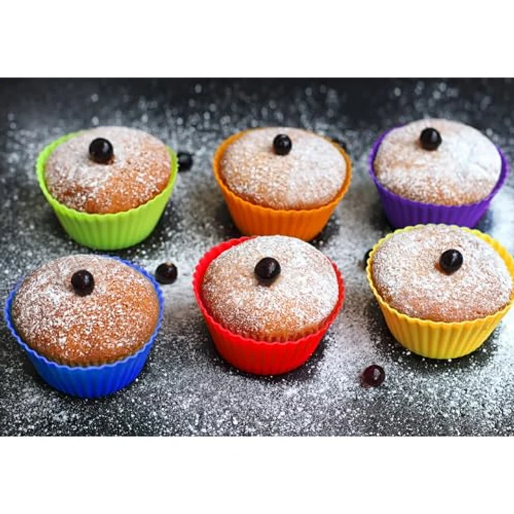 PRECORN Cupcake-Formen Förmchen 24er-Set: Wiederverwendbare Silikon Backformen Muffinformen Muffinförmchen 6 Farben für köstliche Muffins & mehr! BPA-frei, hitzebeständig – Bild 3