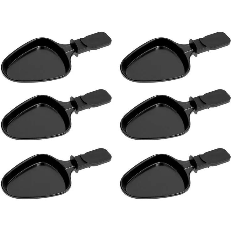 Piebert 6x 27041 Raclette Pfännchen Oval, Antihaftbeschichtet, Spülmaschinenfest, BxLxH: 10x19,7x1,4cm, Zubehör für Klarstein, Princess, Tristar, Tefal