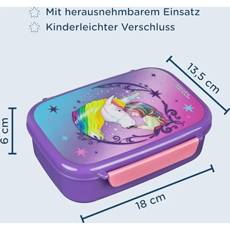Unicorn Academy Lunchbox Lila, Brotdose 18 x 14 x 6 cm für Schule und Freizeit, leicht und kompakt – Bild 3