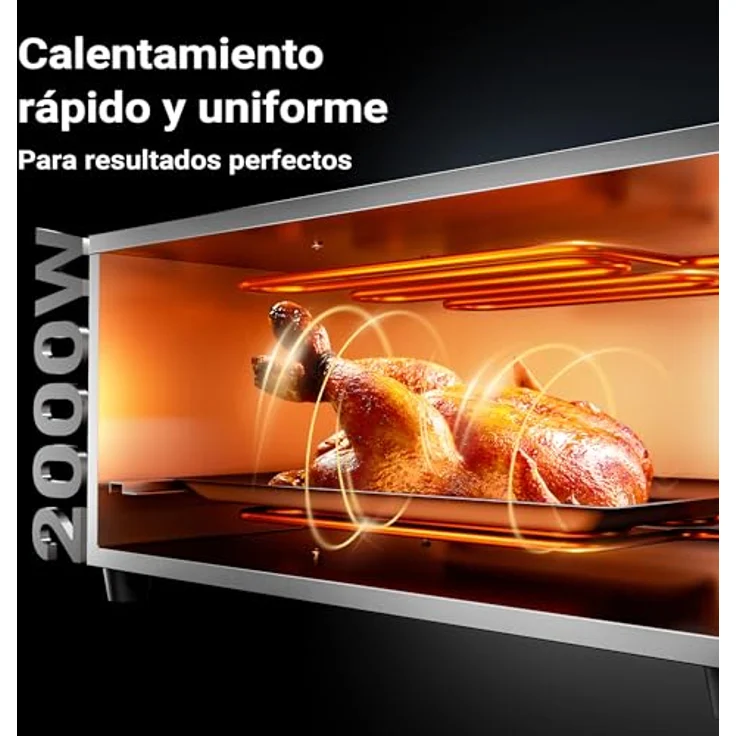 Wiltec Pizza-Backofen 2000W mit Cordierit Stein für authentische Steinofenpizza, Edelstahlfront, rutschfeste Füße – Bild 5
