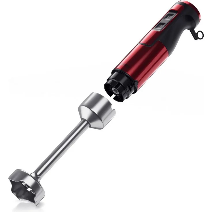 Arendo Stabmixer Pürierstab, Edelstahl, 1000 W mit stufenloser Regelung, Turbotaste und abnehmbaren Mixfuß, rot, GS-zertifiziert