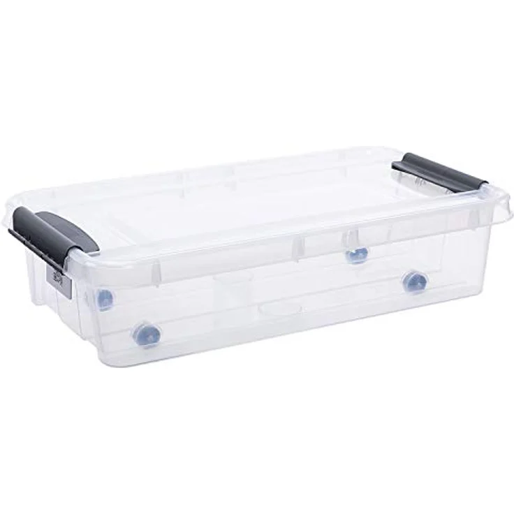 Plast Team Pro Box Aufbewahrungsbox transparent, 31L stapelbar mit QR-Code und Clipsverschluss – Bild 1