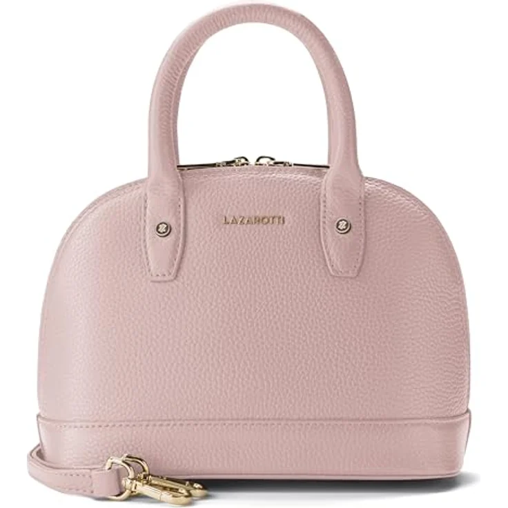 Lazarotti Bologna Leather Handtasche, Crossbody Tasche aus 100% Leder, pink, 24 cm x 11.5 cm x 19 cm – Bild 4