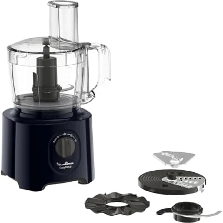 Moulinex Easy Force FP2428, Küchenmaschine und Mixer mit 4 Zubehörteilen, 15 Funktionen, 800 W, platzsparend, spülmaschinenfest