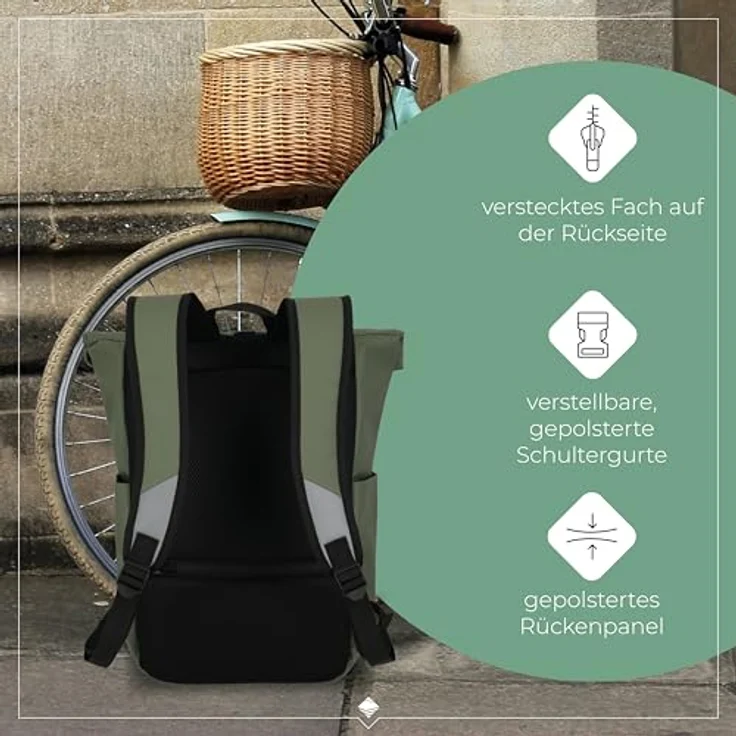 travelite BASICS Roll-Up Rucksack, Freizeitrucksack aus wasserfester Plane, atmungsaktive Rückwand, für Wandern und Reisen – Bild 6