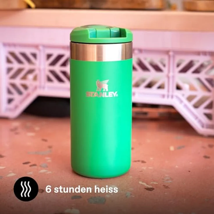 Stanley Aerolight Transit Thermobecher 12OZ, doppelwandige Vakuumisolierung, hält 6 Stunden heiß, spülmaschinenfest, auslaufsicher, kompatibel mit Pkw-Getränkehaltern, Farbe Meadow – Bild 4