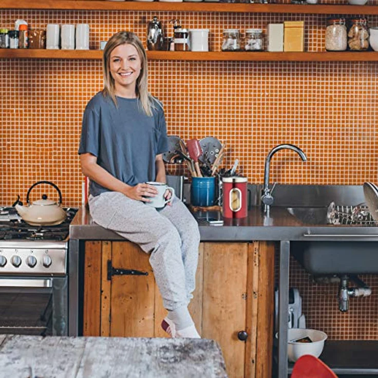 Relaxdays Vorratsdose, mit Deckel & Sichtfenster, 1,4 L, für Kaffee, Mehl, Pasta, Aufbewahrungsdose Küche, Metall, grau, 17 x 11 x 11 cm – Bild 5