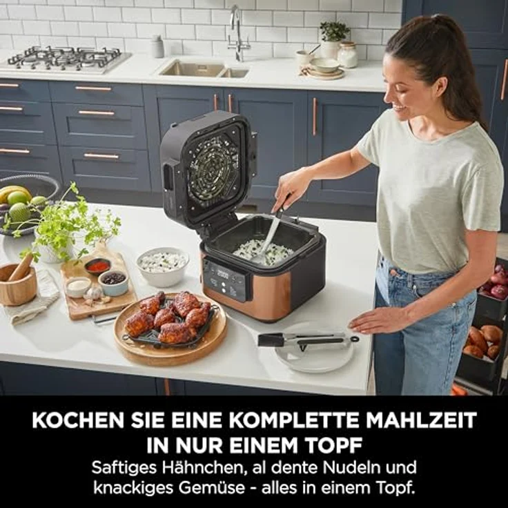 Ninja Speedi Multikocher 10-in-1, 5,7L Airfryer Fritteuse, Slow Cooker, Grillen, Backen, Schwarz & Kupfer – Bild 4