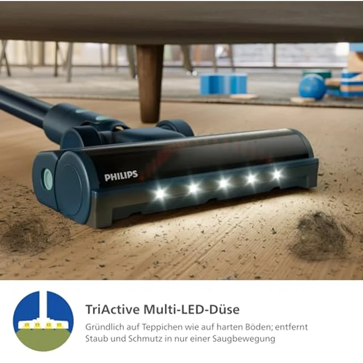 Philips Nass-Trocken-Akkusauger XC5242/10 5000 Series „Teppichwunder“, 50,4 W, beutellos, mit Aqua-Modul, 60 Minuten Laufzeit, blau – Bild 3