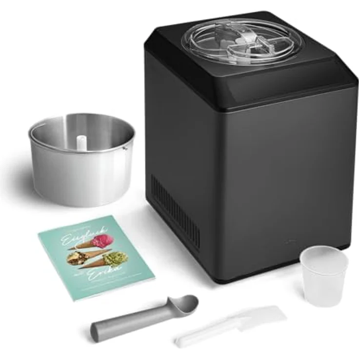 Springlane Kitchen Eismaschine & Joghurtbereiter Erika 2,5 L mit selbstkühlendem Kompressor 250 W, Eiscrememaschine aus Edelstahl mit Kühl- und Heizfunktion, inkl. Rezeptheft + Zusatzbehälter Edelstahl – Bild 4