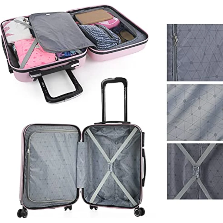 ITACA - Koffer Klein Handgepäck - Handgepäck Koffer 4 Rollen - Koffer Handgepäck 55x40x20 Leicht und Robust - Reisekoffer Klein aus Hochwertigen Materialien 71150, Rosa – Bild 5